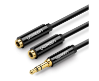 Kabel i złączka UGREEN Rozdzielacz audio AUX kabel jack 35 mm AV123 25cm czarny 6957303828166